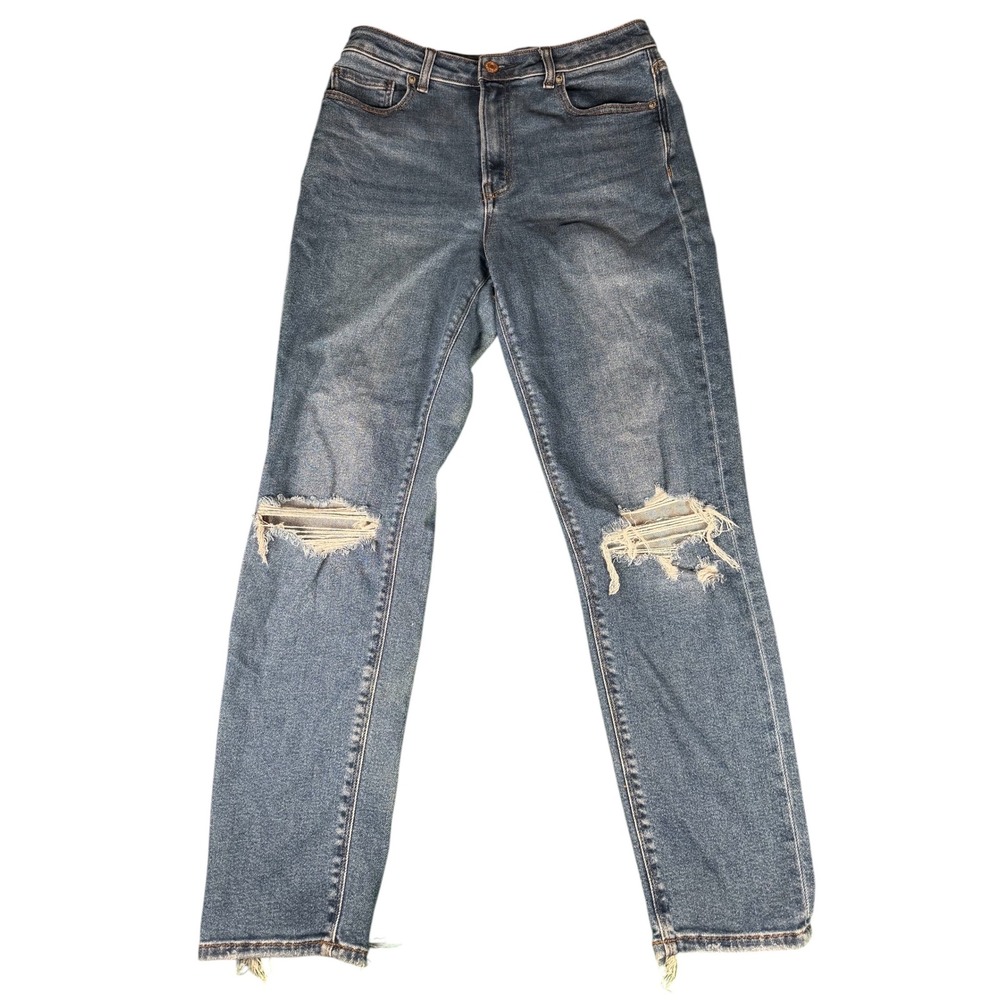 American Eagle Mom Jeans Size 6 Ripped Distressed Stretch Denim - Picture 5 of 6